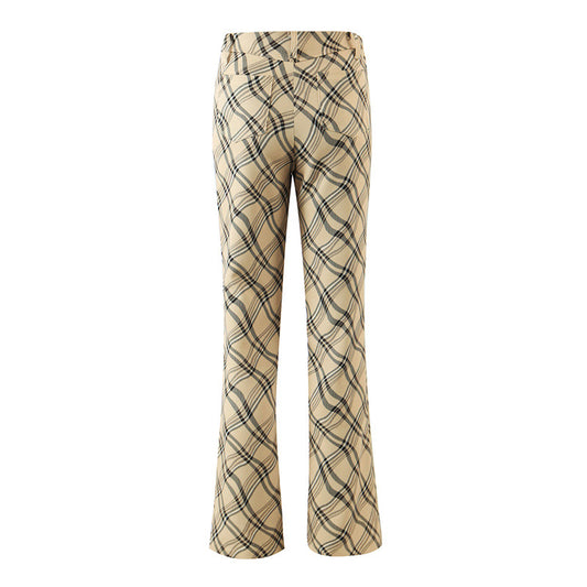 Pantalones Retro Cintura Alta a Cuadros para Mujer