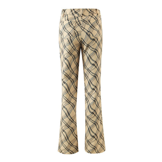 Pantalones Retro Cintura Alta a Cuadros para Mujer