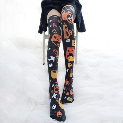 Calcetines Hasta la Rodilla con Estampado de Calabaza para Halloween - Image 10
