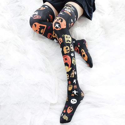 Calcetines Hasta la Rodilla con Estampado de Calabaza para Halloween - Image 3