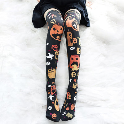 Calcetines Hasta la Rodilla con Estampado de Calabaza para Halloween - Image 4