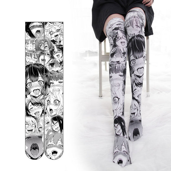 Calcetines Largos de Terciopelo con Estampado Anime