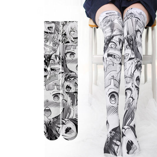 Calcetines Largos de Terciopelo con Estampado Anime