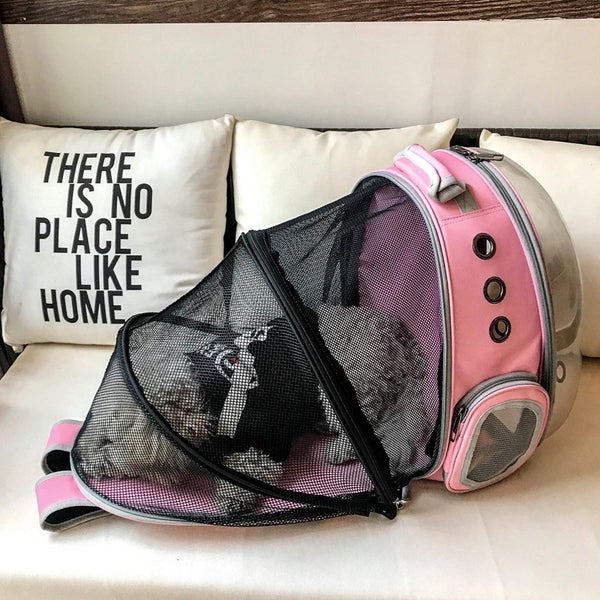 Mochila Transportadora para Gatos - Expandible con Ventanas Transparentes
