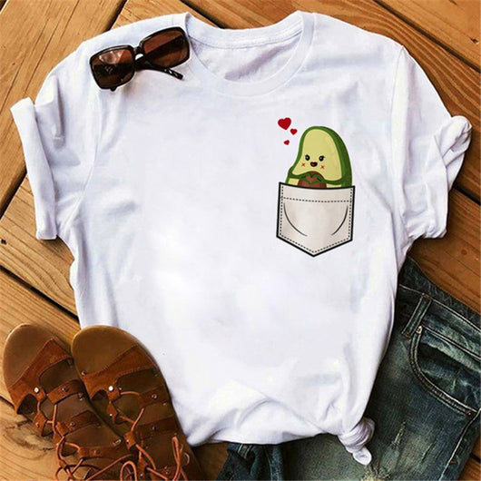 Camiseta Estampado Aguacate para Mujer - Manga Corta Básica - Image 10