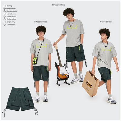 Shorts Casuales Sueltos con Pliegues y Múltiples Bolsillos para Hombre