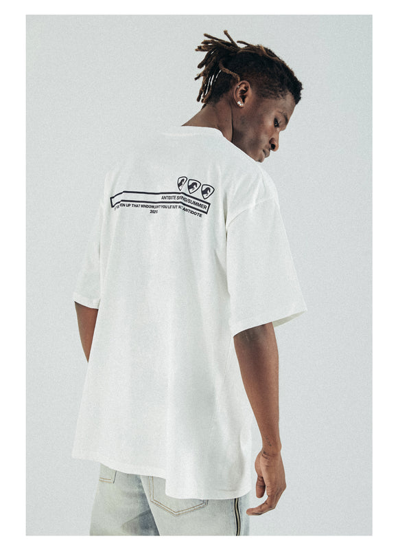 Playera Suelta Blanca con Estampado Tide - Cómoda para Verano