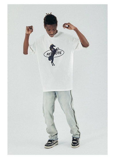 Playera Suelta Blanca con Estampado Tide - Cómoda para Verano