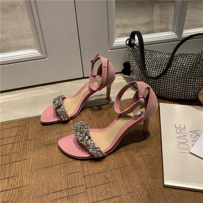 Sandalias de Tacón Fino con Hebilla Diamante para Mujer - Image 8
