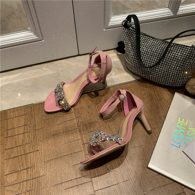 Sandalias de Tacón Fino con Hebilla Diamante para Mujer - Image 3