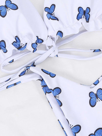 Bikini con Estampado de Mariposas y Tanga de Encaje para Mujer - Image 4