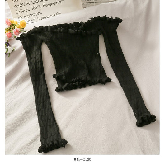 Blusa Asimétrica Coreana con Diseño Cruzado y Encaje - Suéter Base Elegante - Image 14