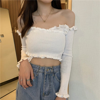 Blusa Asimétrica Coreana con Diseño Cruzado y Encaje - Suéter Base Elegante - Image 10