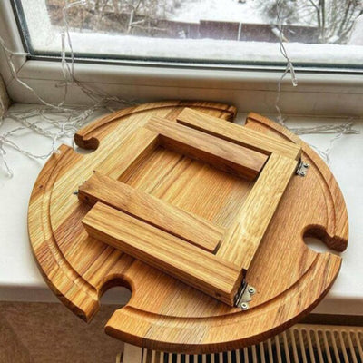 Mesa Plegable de Madera para Picnic con Soporte para Copas de Vino 2 en 1 - Image 10