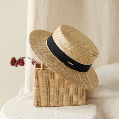 Sombrero de Paja Plano Estilo Inglés para Mujer - Accesorio Versátil de Verano - Image 7