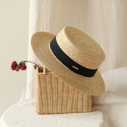 Sombrero de Paja Plano Estilo Inglés para Mujer - Accesorio Versátil de Verano - Image 7