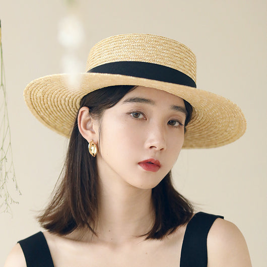 Sombrero de Paja Plano Estilo Inglés para Mujer - Accesorio Versátil de Verano - Image 8