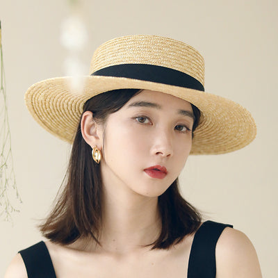 Sombrero de Paja Plano Estilo Inglés para Mujer - Accesorio Versátil de Verano - Image 5