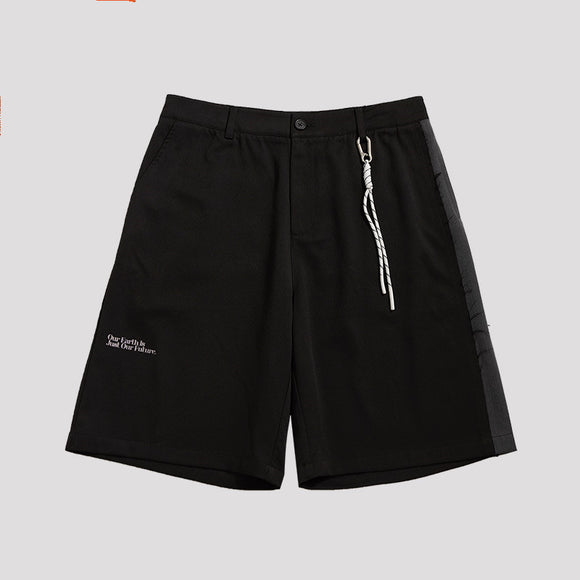 Shorts Deportivos Holgados con Estampado de Letras y Cordón Ajustable