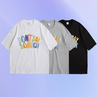 Camiseta Suelta de Manga Corta con Letras en Relieve 3D - Estilo Urbano para Hombre - Image 7