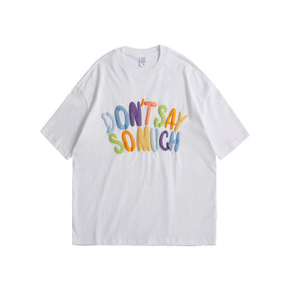 Camiseta Suelta de Manga Corta con Letras en Relieve 3D - Estilo Urbano para Hombre - Image 6
