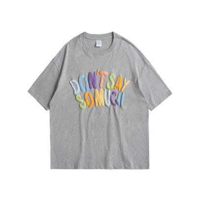 Camiseta Suelta de Manga Corta con Letras en Relieve 3D - Estilo Urbano para Hombre - Image 9