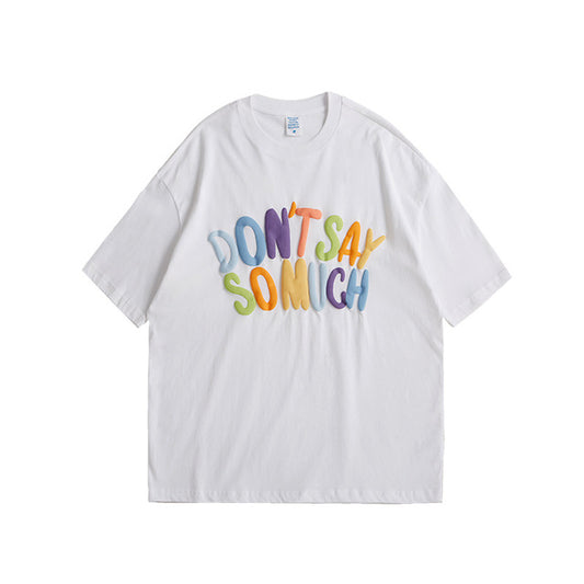 Camiseta Suelta de Manga Corta con Letras en Relieve 3D - Estilo Urbano para Hombre - Image 2