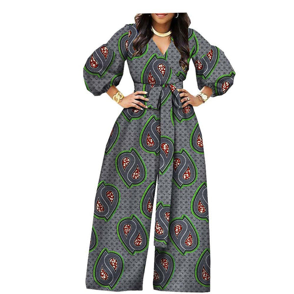 Jumpsuit Étnico de Algodón con Estampado Wax Africano para Mujer