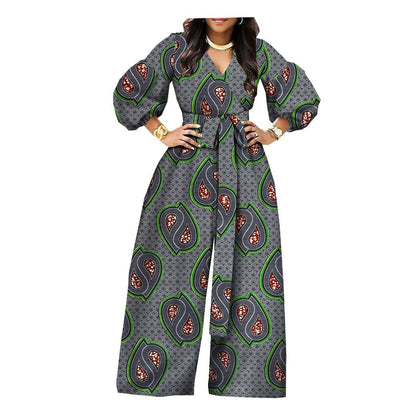 Jumpsuit Étnico de Algodón con Estampado Wax Africano para Mujer