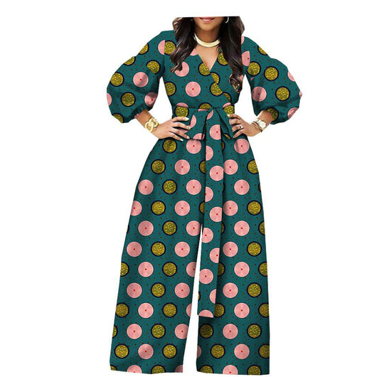 Jumpsuit Étnico de Algodón con Estampado Wax Africano para Mujer - Image 8