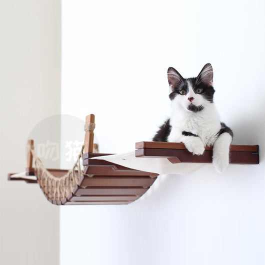 Puente Colgante para Gatos con Escalera de Cuerda y Marco de Escalada Mural - Image 8
