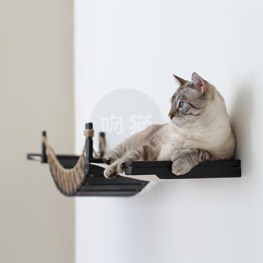 Puente Colgante para Gatos con Escalera de Cuerda y Marco de Escalada Mural - Image 2