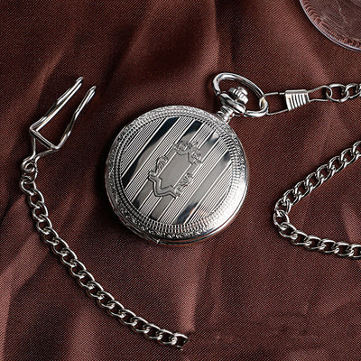 Reloj de Bolsillo Automático Silver Shield - Regalo Clásico Unisex - Image 9