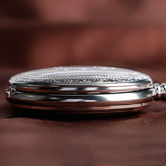 Reloj de Bolsillo Automático Silver Shield - Regalo Clásico Unisex - Image 3