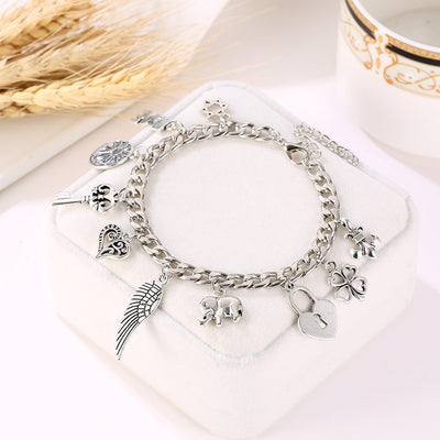 Pulsera Colgante Elefante Trébol de Cuatro Hojas - Image 3