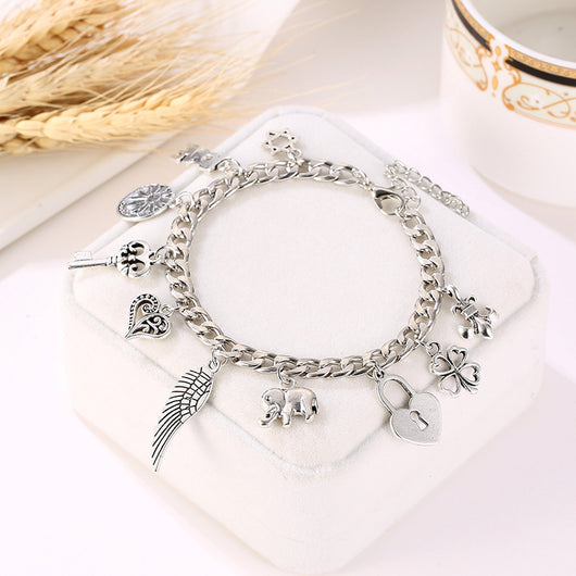 Pulsera Colgante Elefante Trébol de Cuatro Hojas - Image 3