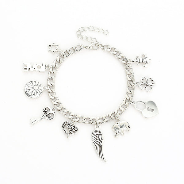 Pulsera Colgante Elefante Trébol de Cuatro Hojas