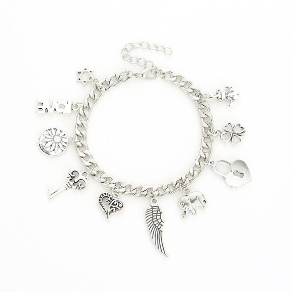 Pulsera Colgante Elefante Trébol de Cuatro Hojas