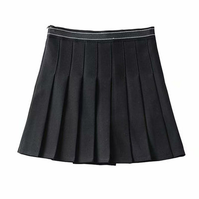 Falda Plisada Retro Americana Gris de Cintura Alta - Image 6