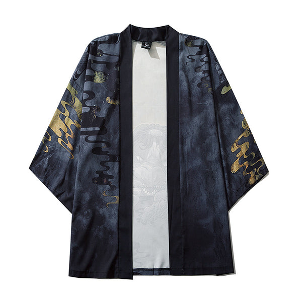 Kimono Cardigan Estilo Demonio Japonés - Chaqueta Vintage Protección Solar Unisex