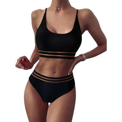 Bikini Cintura Alta con Encaje - Diseño Europeo Elegante