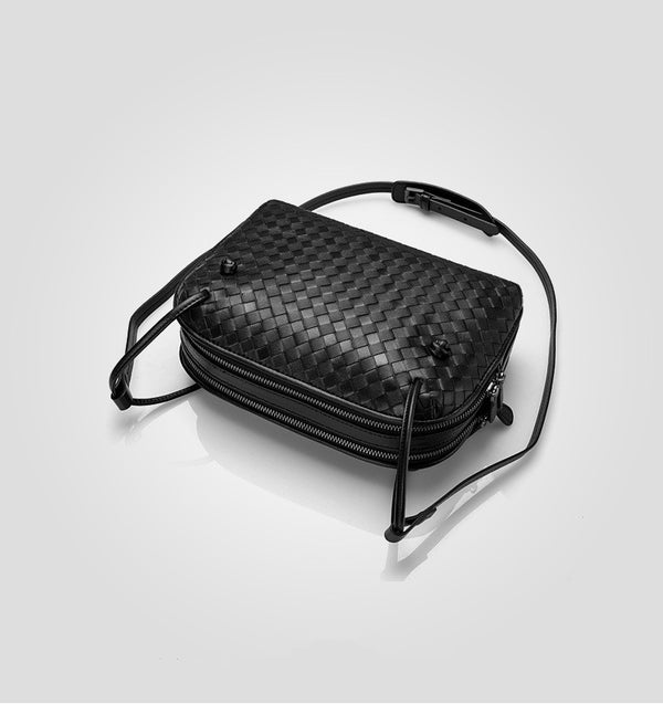 Bolso Crossbody de Cuero Genuino Tejido para Mujer - Elegante Bandolera de Piel de Oveja