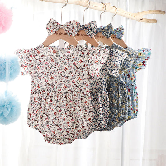 Enterizo Floral sin Mangas para Bebé 0-3 Años - Diseño Triangular Cómodo
