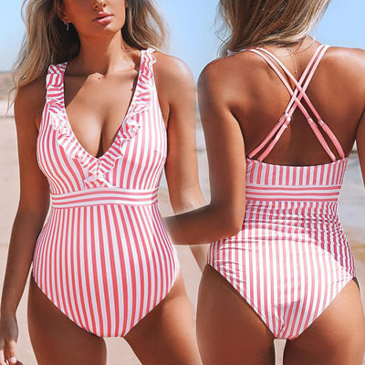 Traje de Baño Premamá Embarazo con Soporte Abdominal y Borde de Loto - Image 8