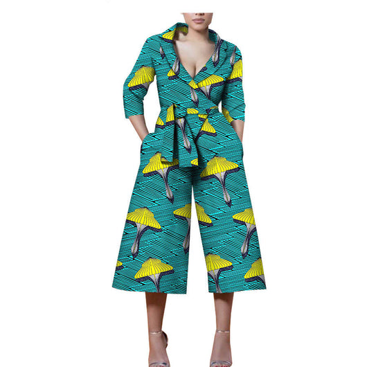 Jumpsuit Étnico de Algodón con Estampado Batik - Diseño Casual Africano