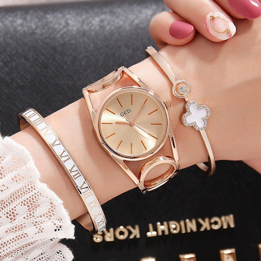 Reloj de Moda para Mujer con Set de Pulsera - Diseño Hueco Elegante