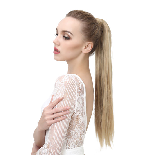 Coleta Postiza de Seda Mate Realista Cabello Liso Largo con Velcro