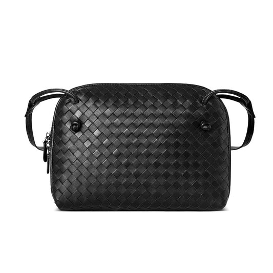 Bolso Crossbody de Cuero Genuino Tejido para Mujer - Elegante Bandolera de Piel de Oveja
