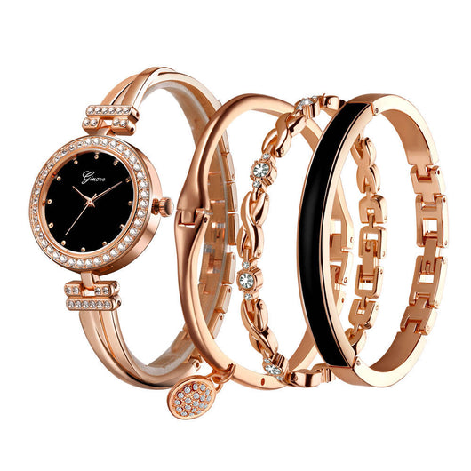 Conjunto de 4 Piezas: Reloj de Cuarzo Elegante para Mujer