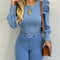 Camisa Denim Manga Larga Ajustada con Volumen en Mangas